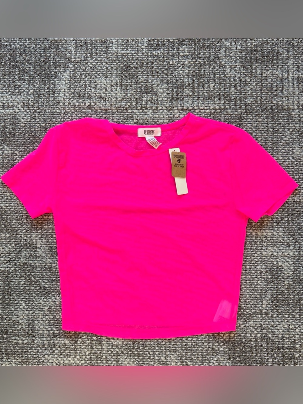 PINK Victoria's Secret Neon Hot Pink Mesh Crop Top